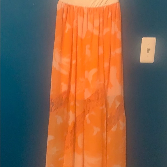 Fire Los Angeles orange tube dress w/flowy skirt - Picture 3 of 7